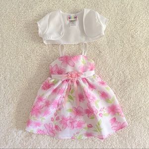 Cute floral pink 6-9m baby girl dress with jacket